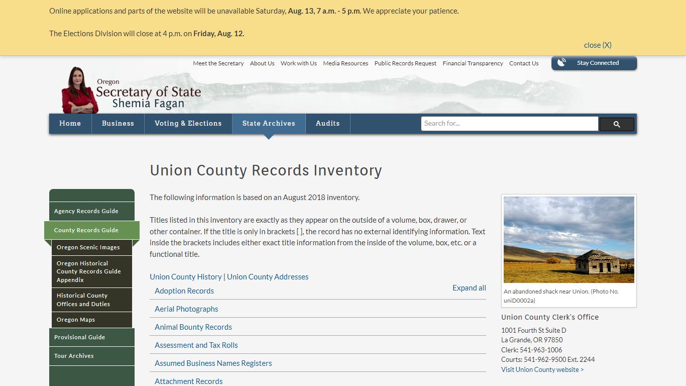 State of Oregon: County Records Guide - Union County ...